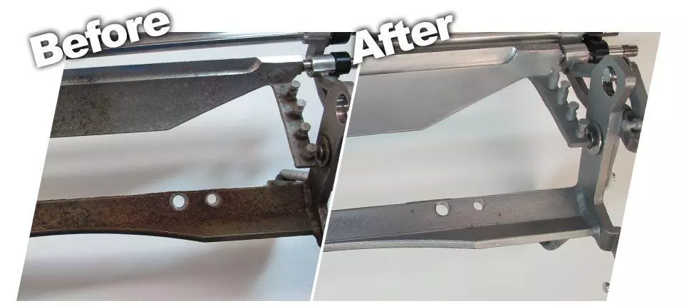 before and after cleaning steel
