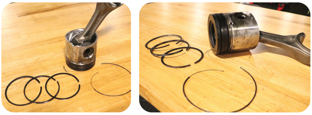 Before Treatment Heavily soiled remanufactured pistons