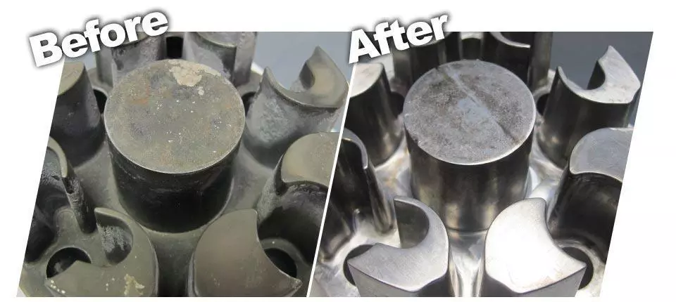 before and after cleaning injection mould
