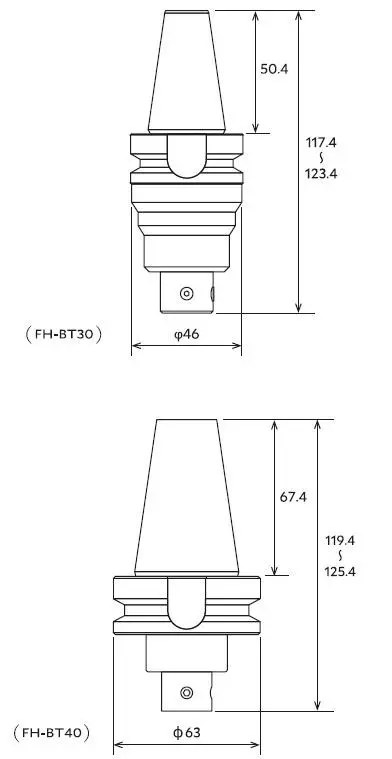 xebec floating holder BT shank type dimensions