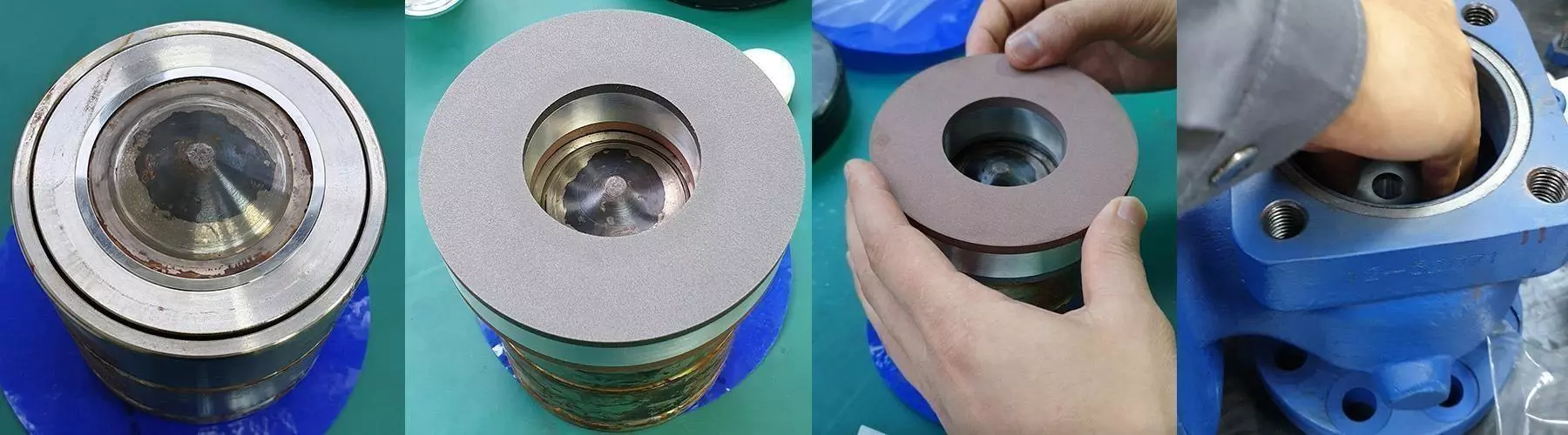 pressure relief valve lapping kit in use