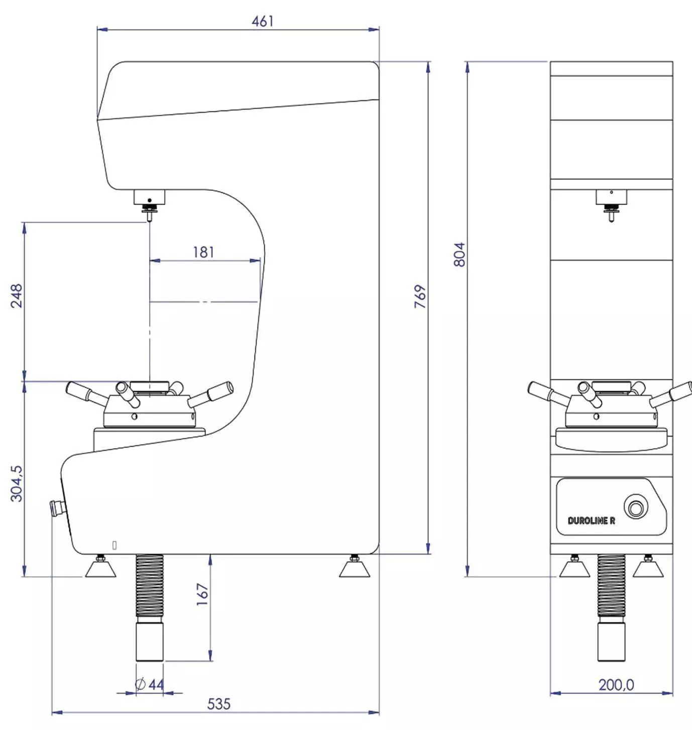 Rockwell Hardness Tester dimensions